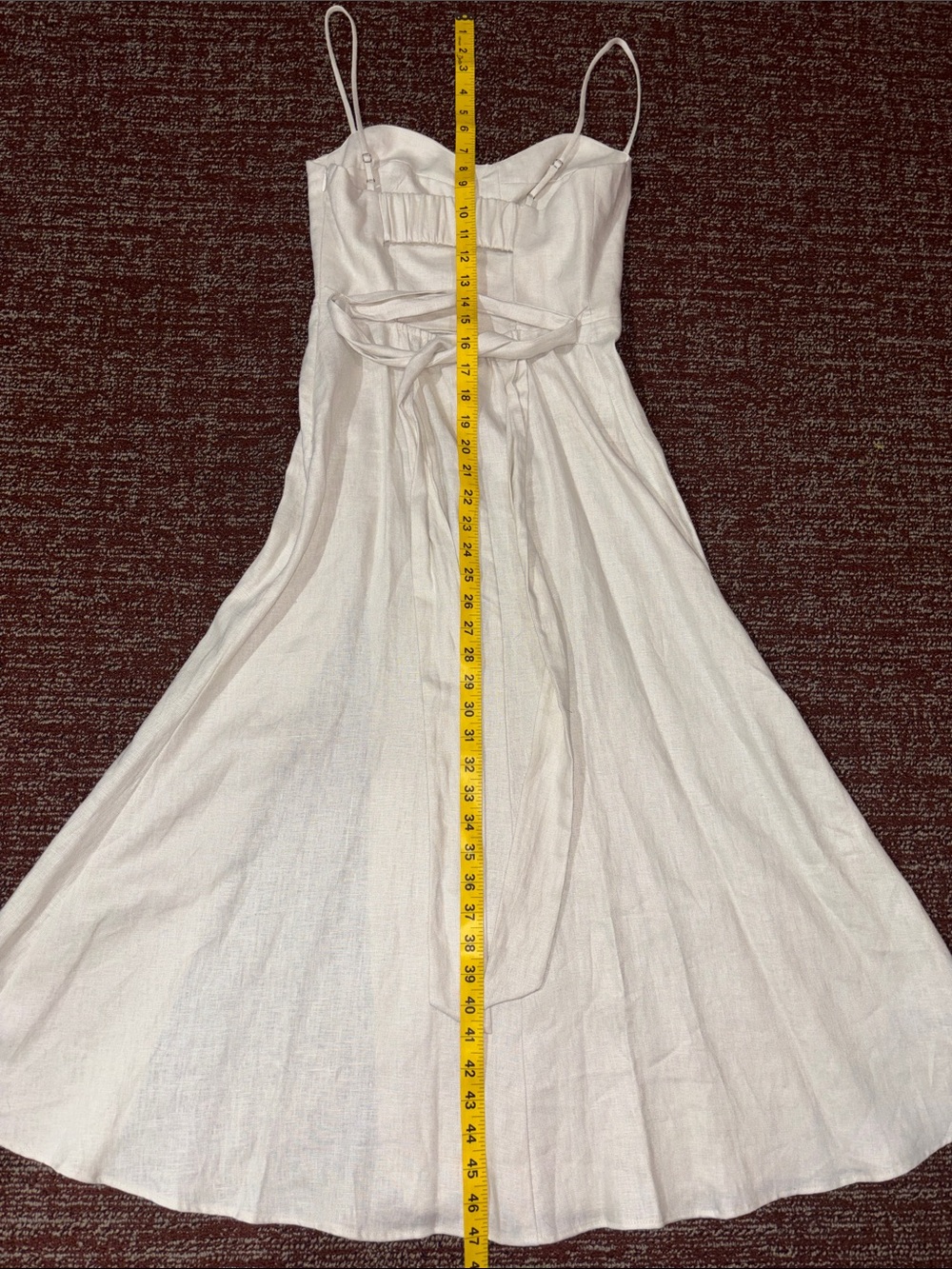 Reformation Jada linen midi dress cream tie waist high slit corset top open back - Picture 11 of 16